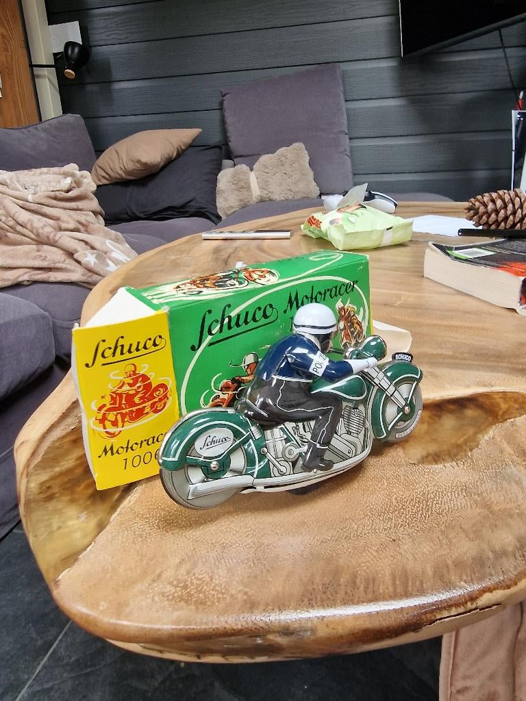 Vintage schuco motorracer polizei 1006, Ophalen, Nieuw, Tractor of Landbouw, Schuco