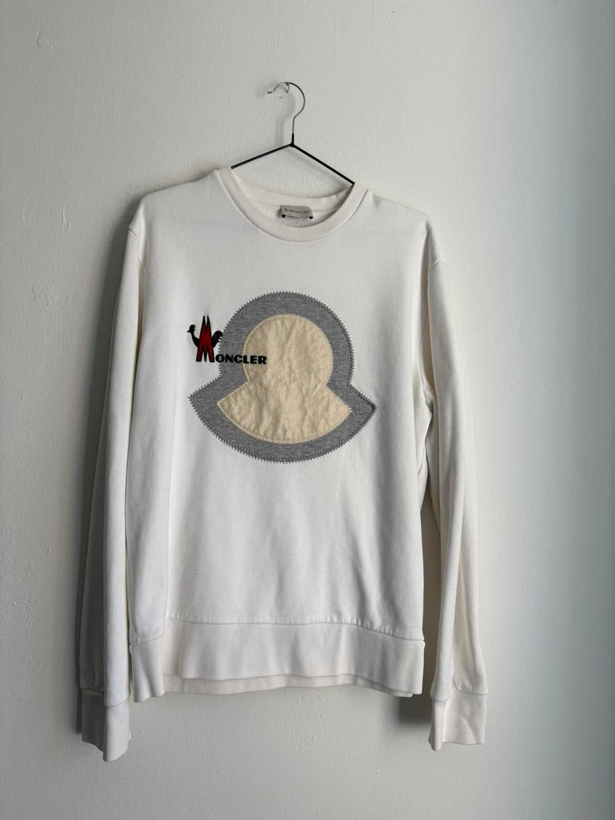MONCLER SWEATER WIT HEREN L KATOEN, Maat 52/54 (L), Moncler, Wit, Ophalen of Verzenden