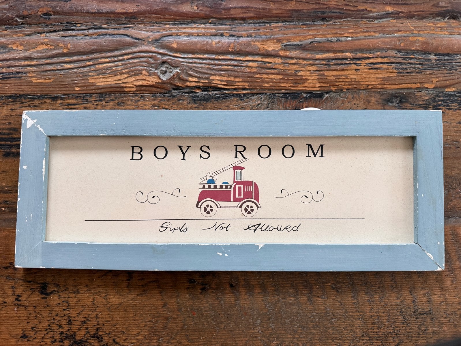 Decoratief houten bordje 'Boys Room' van metk Appletree, Huis en Inrichting, Gebruikt, Hout, Vintage, Ophalen of Verzenden