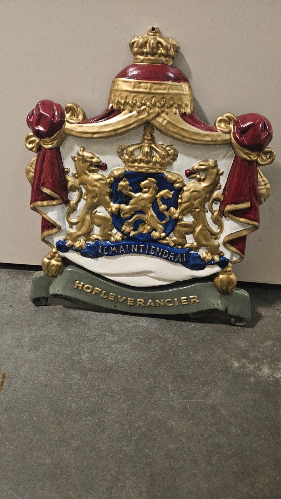 Gietijzeren Hofleverancier Plaquette - Koninklijk Wapen, Ophalen of Verzenden
