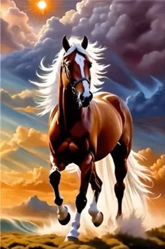 40x30cm Diamond Painting paard rennend zand nr 663, Verzenden, Nieuw, Meerkleurig, Overige materialen