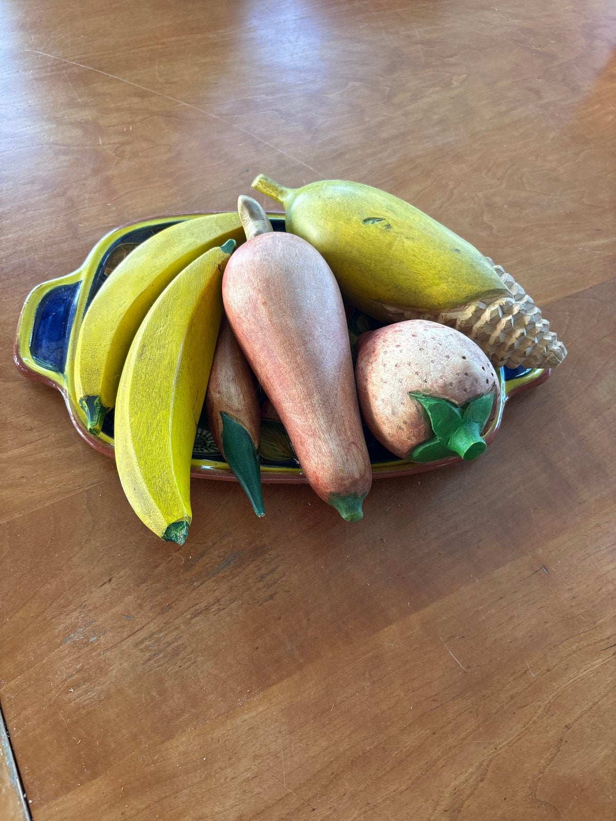 Decoratieve fruitschaal met houten fruit, Ophalen of Verzenden