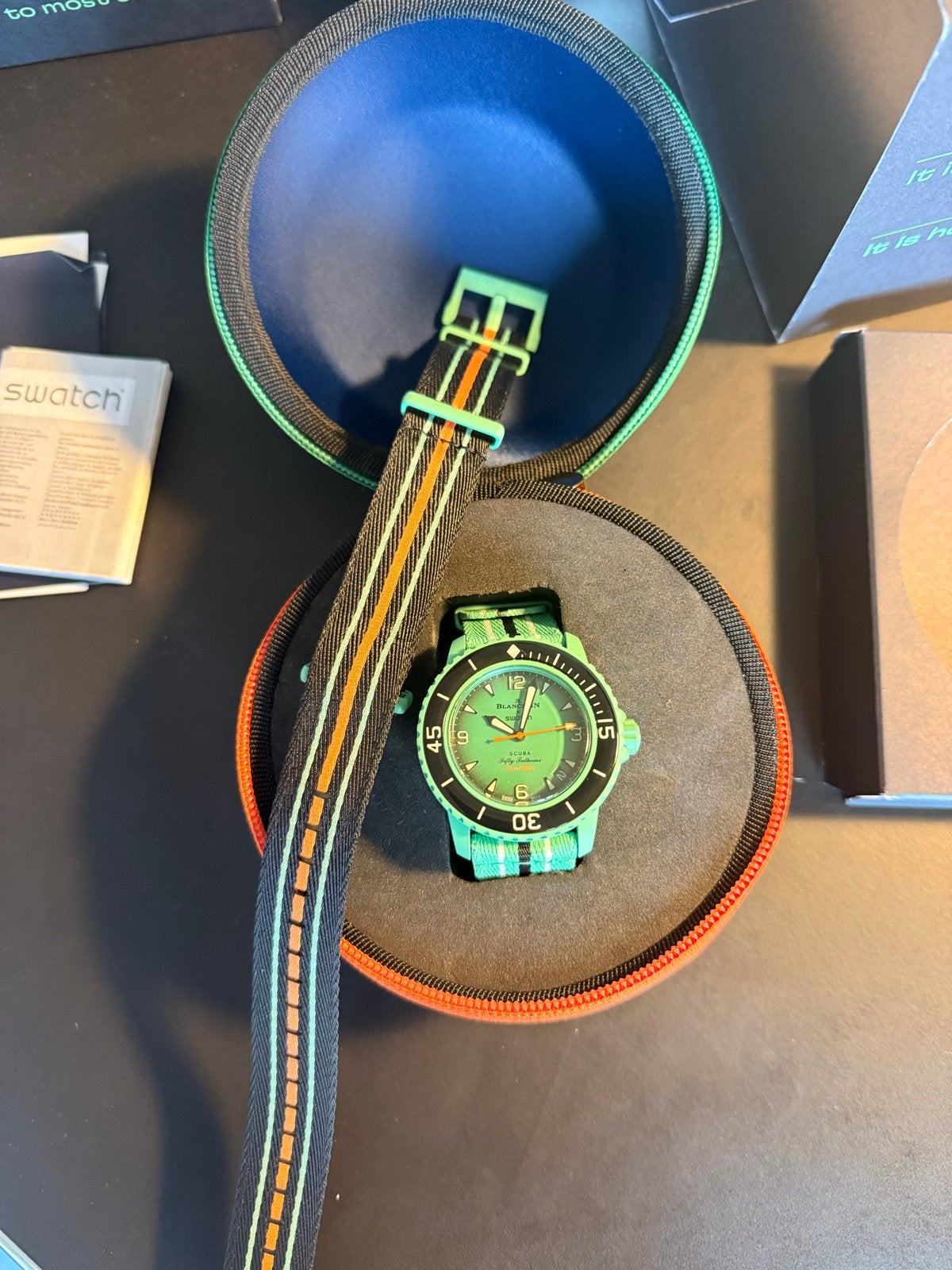 Blancpain x Swatch Scuba Fifty Fathoms - Indian Ocean, Sieraden, Tassen en Uiterlijk, Horloges | Heren, Kunststof, Polshorloge