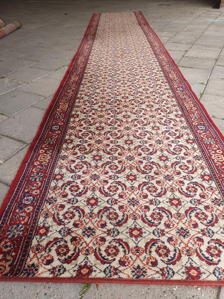 Helaas Greserveerd  Vintage perzische loper 495x92cm., Gebruikt, Vintage, 200 cm of meer, Crème
