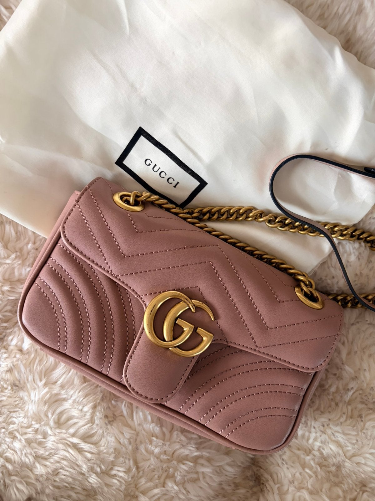 Gucci Marmont Matelassé small bag - Dusty Pink, Ophalen of Verzenden, Zo goed als nieuw, Roze, Schoudertasje