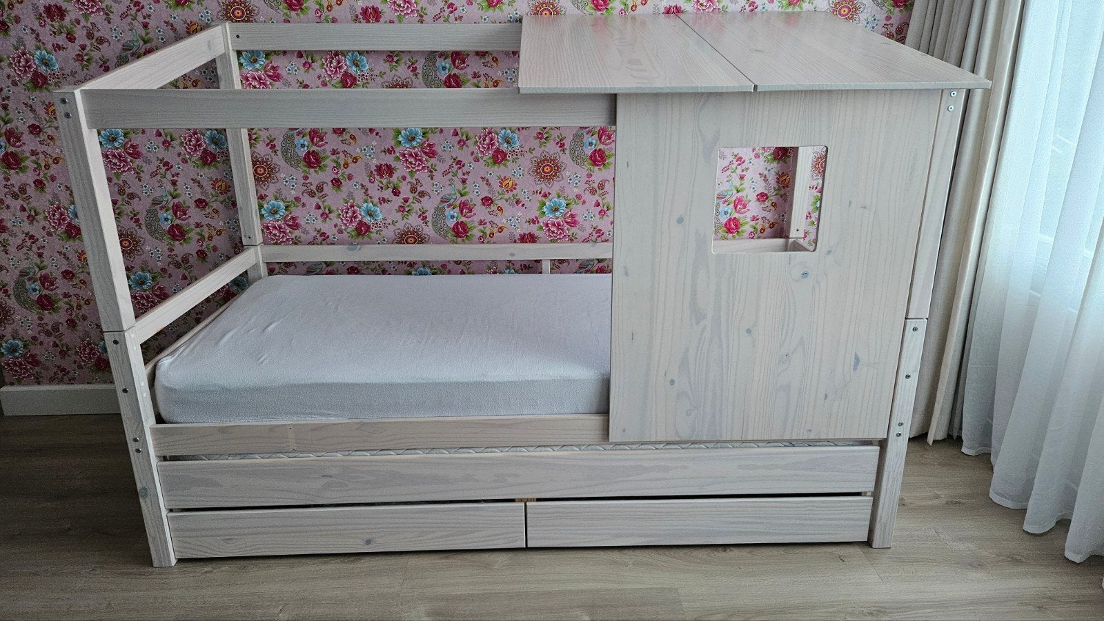 Boomhutbed Ties met logeerbed en opberglades, Ophalen, Gebruikt, 90 cm, Eenpersoons
