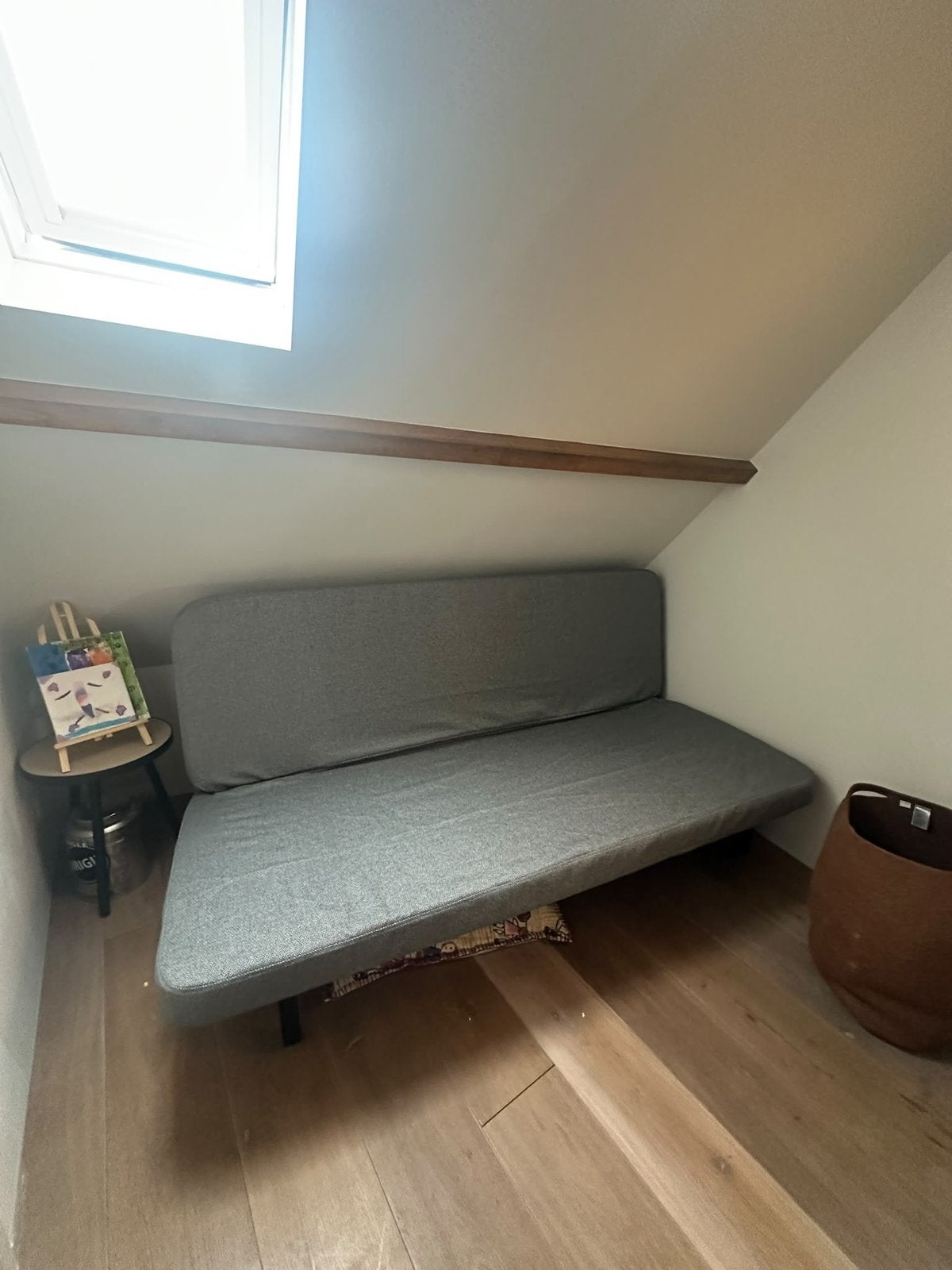 IKEA NYHAMN 3-zits slaapbank met binnenveringsmatras, Ophalen, Zo goed als nieuw, Tweepersoons, Grijs