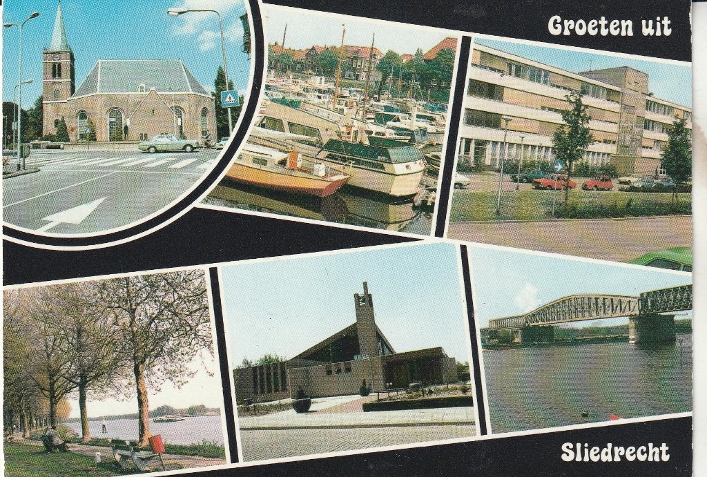 Groeten uit Sliedrecht - Vintage Ansichtkaart, Ophalen of Verzenden, 1960 tot 1980, Ongelopen, Zuid-Holland