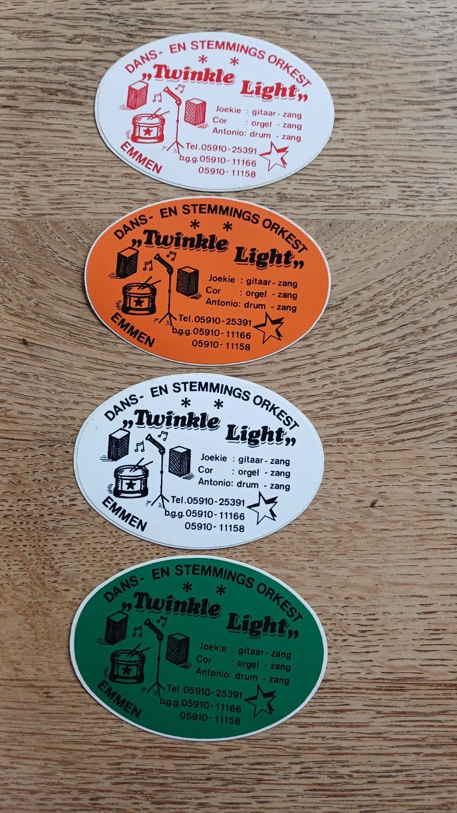Stickers dans- en amusementsorkest Twinkle Light  uit EMMEN, Verzamelen, Stickers, Ophalen of Verzenden, Zo goed als nieuw
