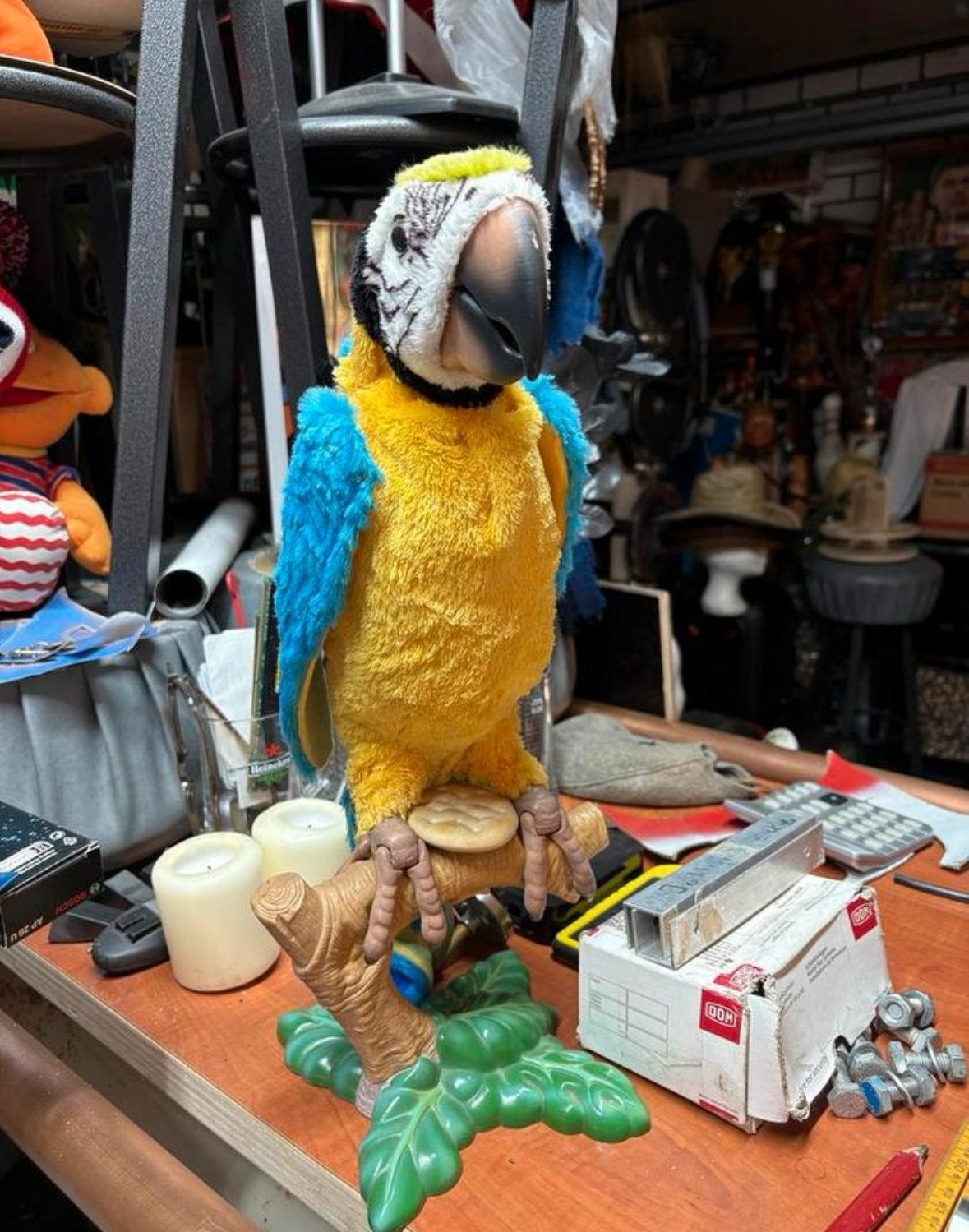 Papegaai op Standaard, Ophalen of Verzenden, Gebruikt, Vogel, Beeldje of Figuurtje