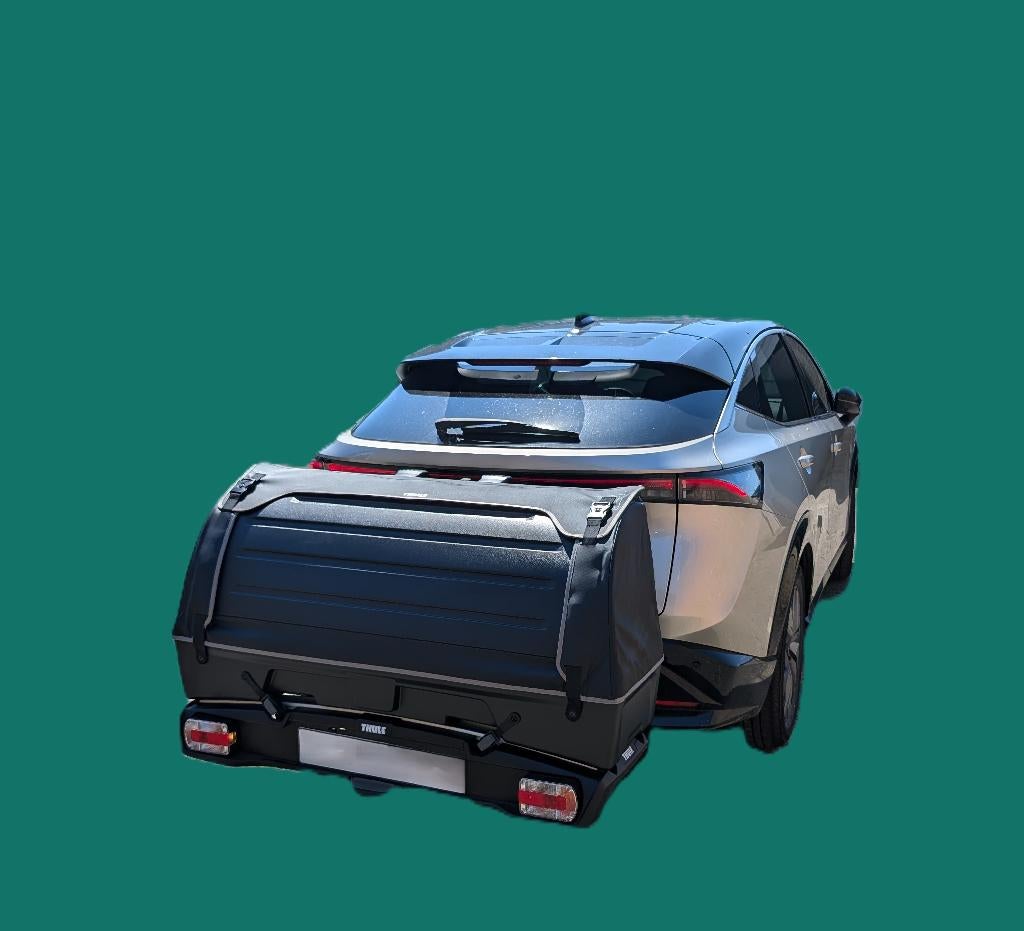 Thule Backspace trekhaakkoffer op Velospace fietsendrager, Auto diversen, Ophalen, Nieuw