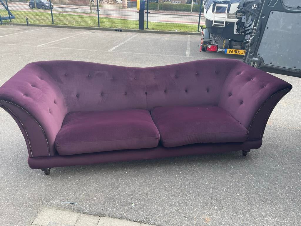Mooie paars fluwele bank izgst, Ophalen, 125 cm of meer, Zo goed als nieuw, Stof