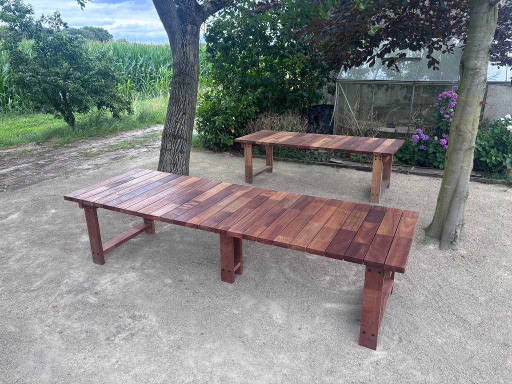 Hardhouten buitentafels te koop!, Ophalen, Nieuw, Rechthoekig, Hout