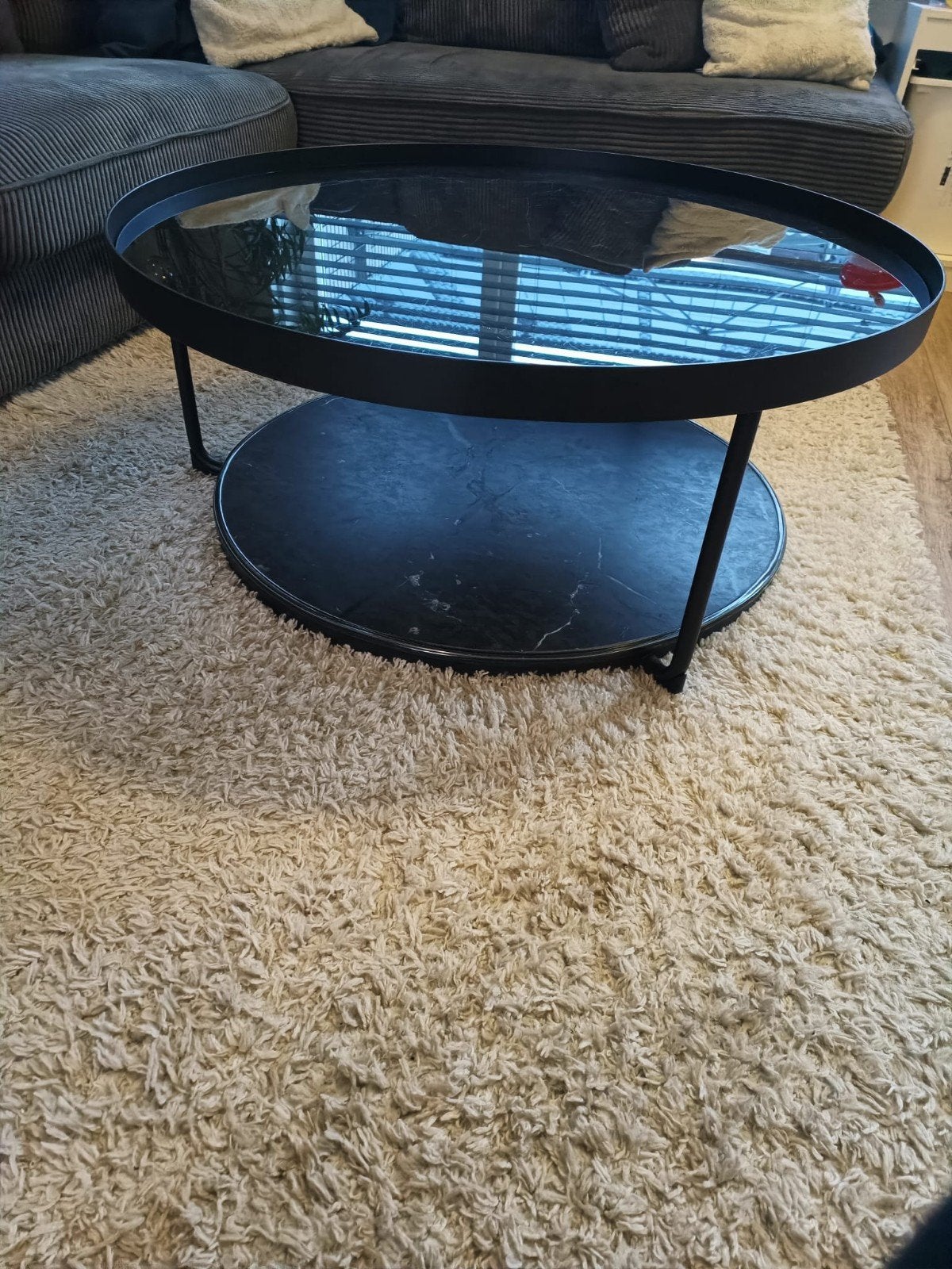 salontafel glasplaat zwart, Huis en Inrichting, Ophalen, Rechthoekig, 100 tot 150 cm, 50 tot 100 cm