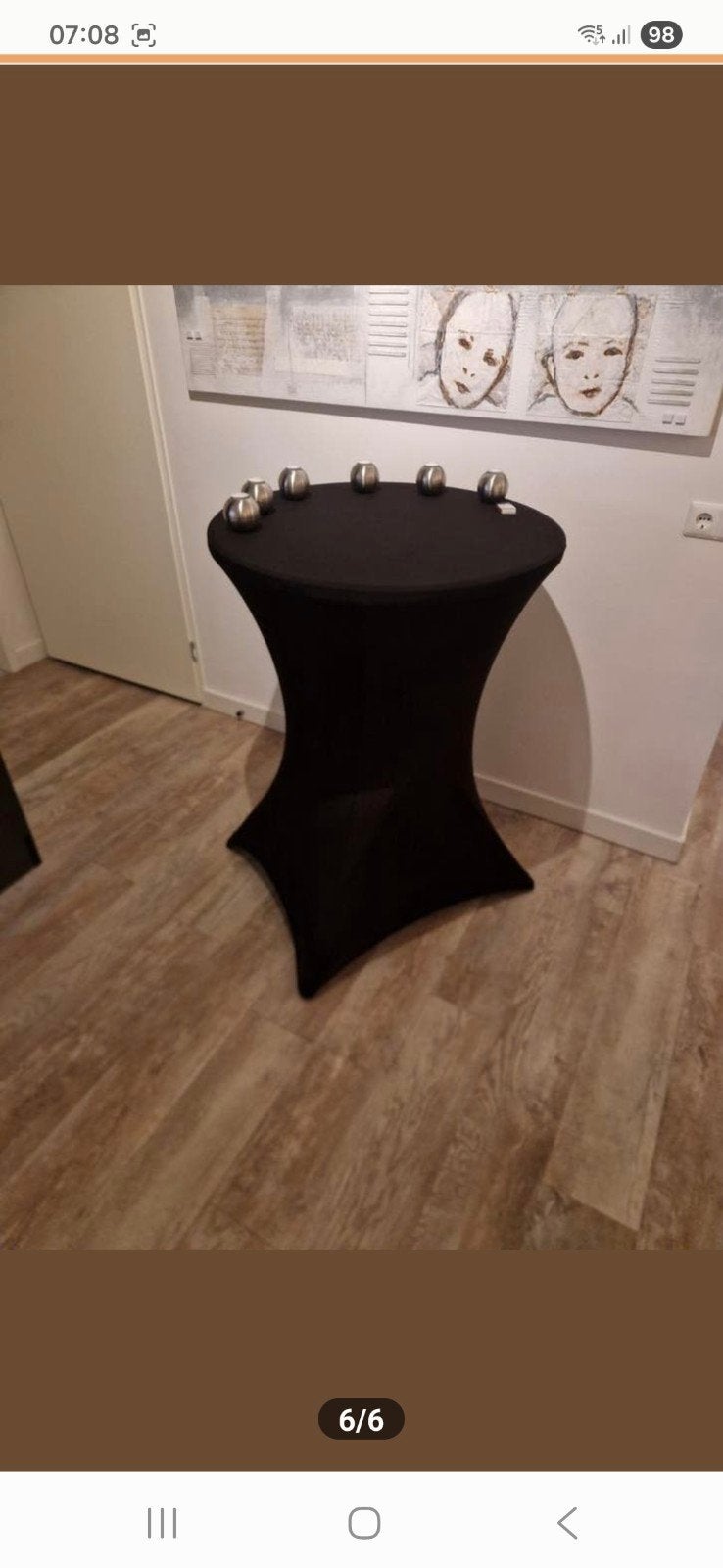 Te huur, statafel met zwarte hoes. 1 voor 7,50 4 voor 25 pd., Ophalen, Zo goed als nieuw