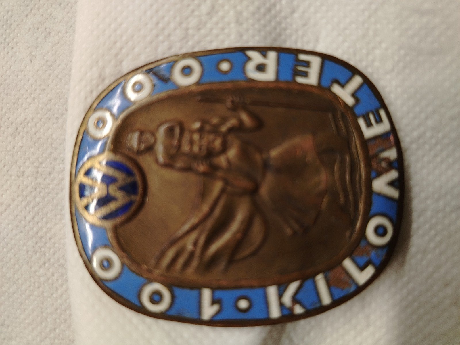 Vintage Volkswagen Kilo Meter Oetero Auto Badge, Ophalen of Verzenden, Gebruikt, Auto's