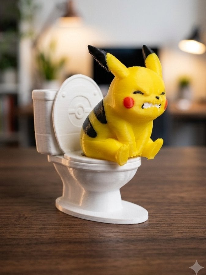 Pikachu op Toilet Figuur - Grappige Pokémon Decoratie, Hobby en Vrije tijd, Verzenden, Nieuw, Overige typen