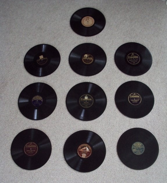 Nog 6 oude bakelieten 78 toerenplaten 25 cm grammofoonplaten, Ophalen of Verzenden