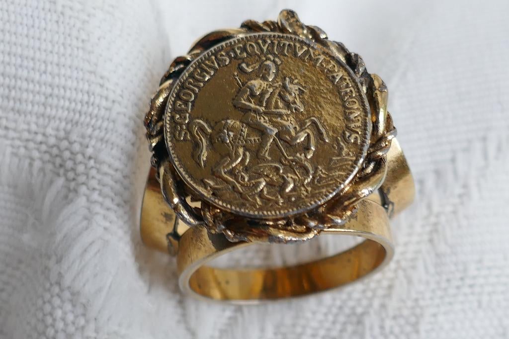 Sjaal ring klem  met Sint Joris met de draak, Overige materialen, Verzenden, 17 tot 18, Dame