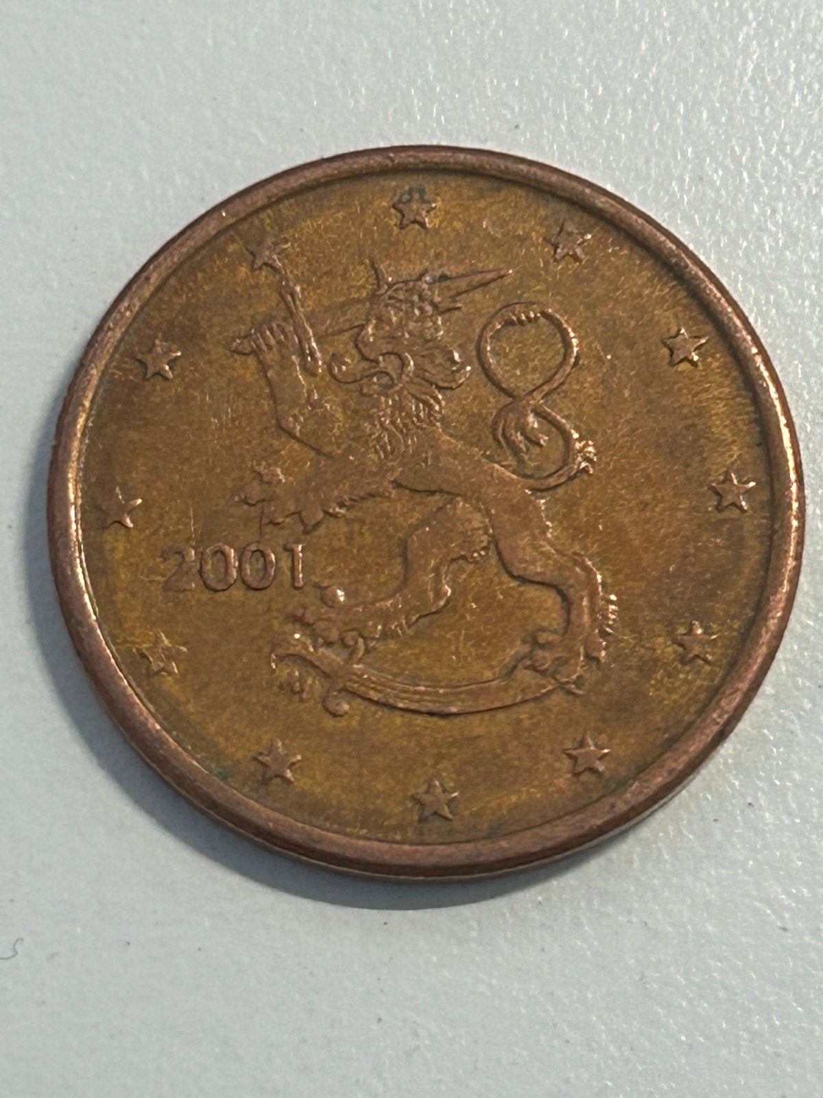 Zeldzame Finse 5 eurocent munt 2001 - Heraldische Leeuw, Ophalen of Verzenden, Finland, 5 cent, Losse munt