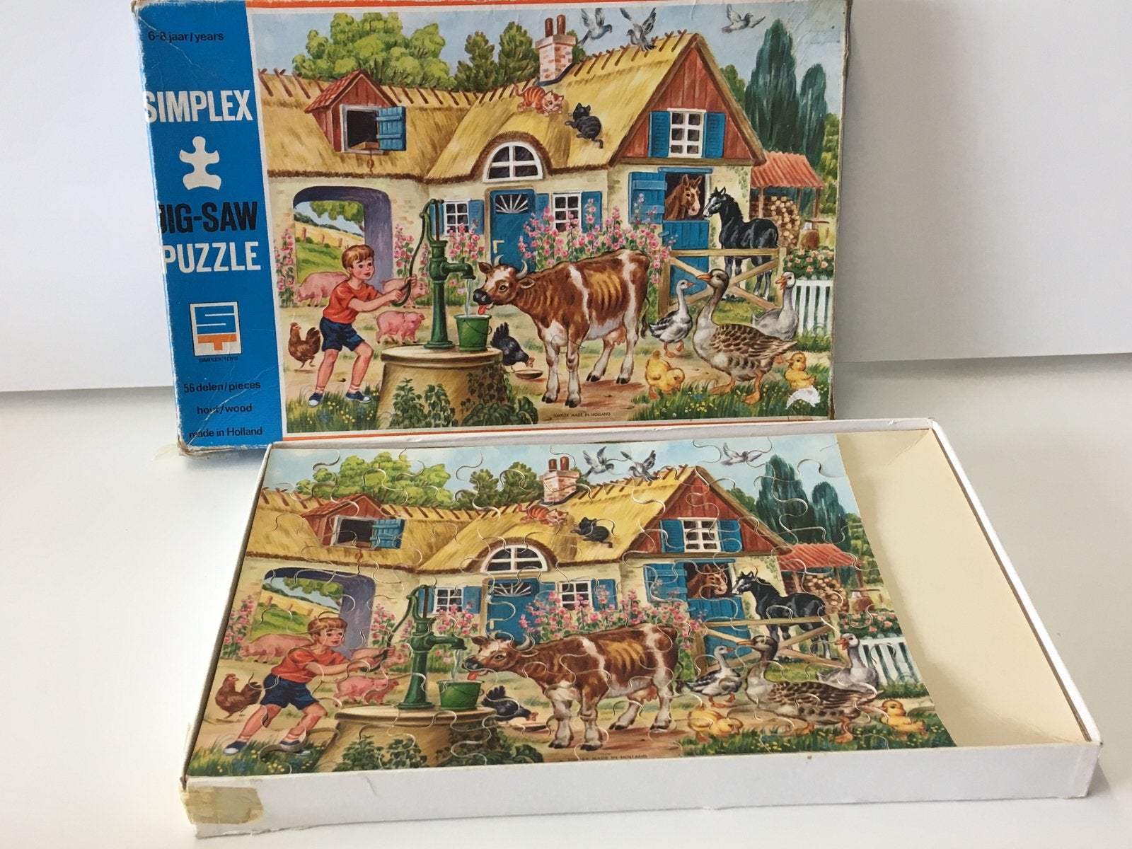 Vintage puzzel in doos 606/E/56, 2 tot 4 jaar, Gebruikt, 10 tot 50 stukjes, Ophalen of Verzenden