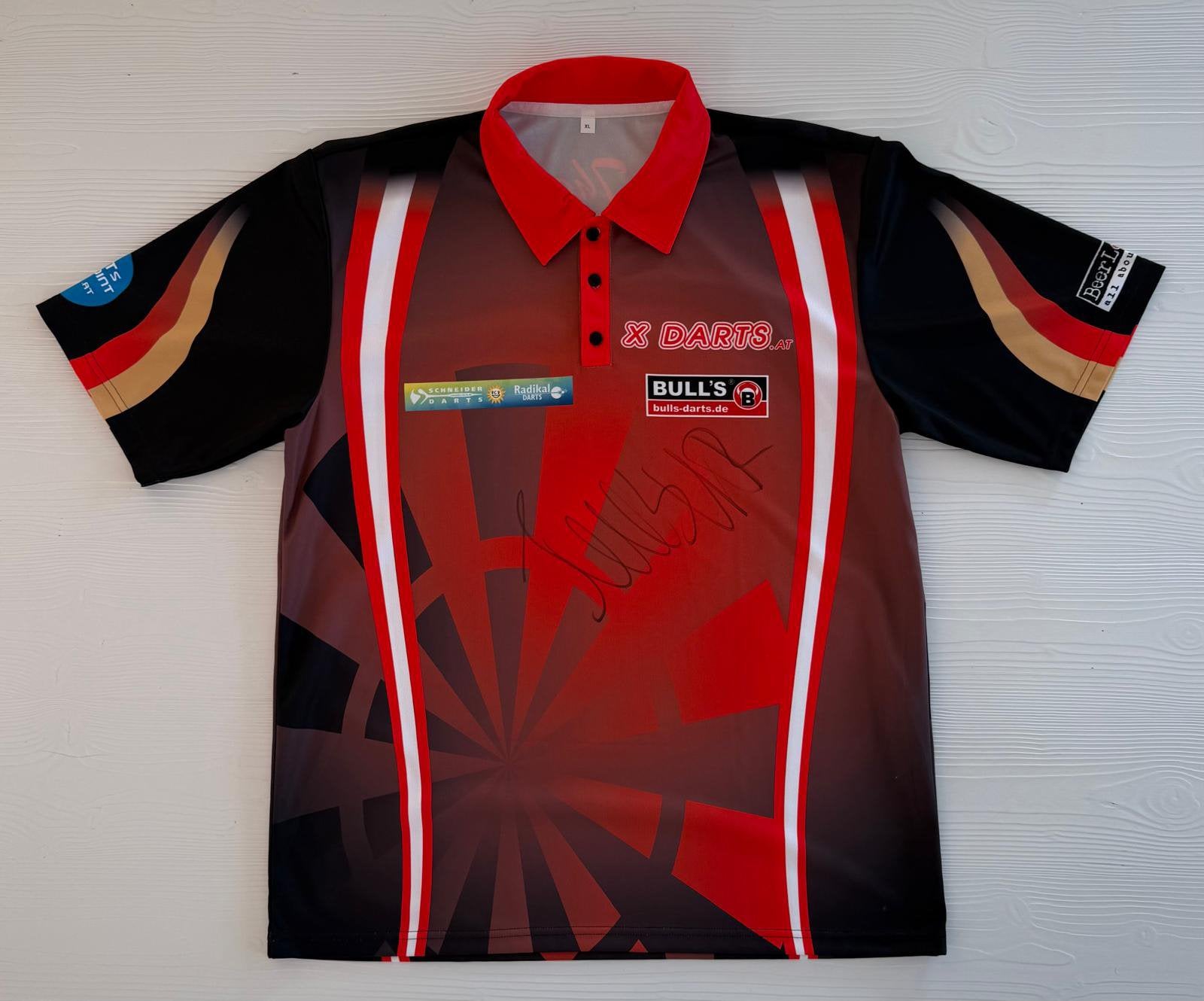 Gesigneerd dartshirt Mensur Suljovic (XL) zonder COA, Verzenden, Zo goed als nieuw, Overige sporten, Shirt