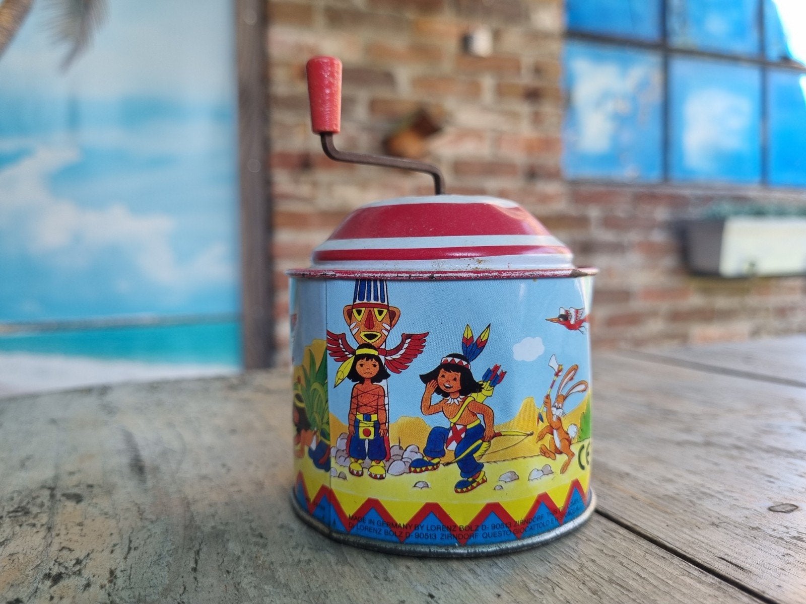 Vintage Muziekdoosje met Indianen en Dieren, Ophalen of Verzenden