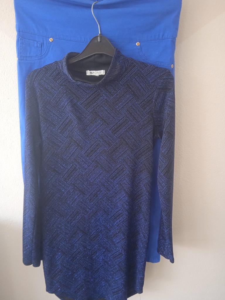 Lurex cobalt blauw top m/l stretch 5,00, Maat 38/40 (M), Blauw, Ophalen of Verzenden, Zo goed als nieuw