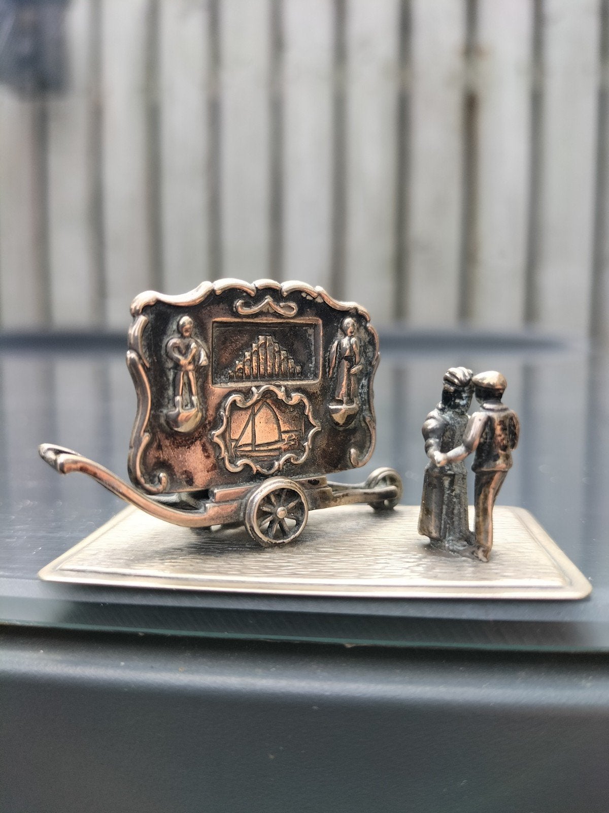 Miniatuur Draaiorgel met Figuren - Vintage Decoratie, Ophalen of Verzenden, Gebruikt