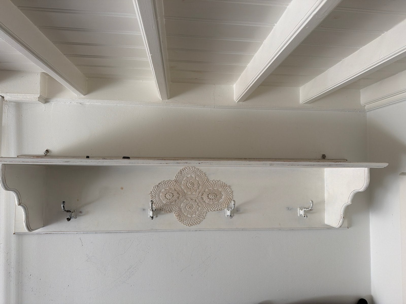 Regaal / Witte wandkapstok met legplank 130 breed, Gebruikt, Minder dan 100 cm, Hout, Ophalen