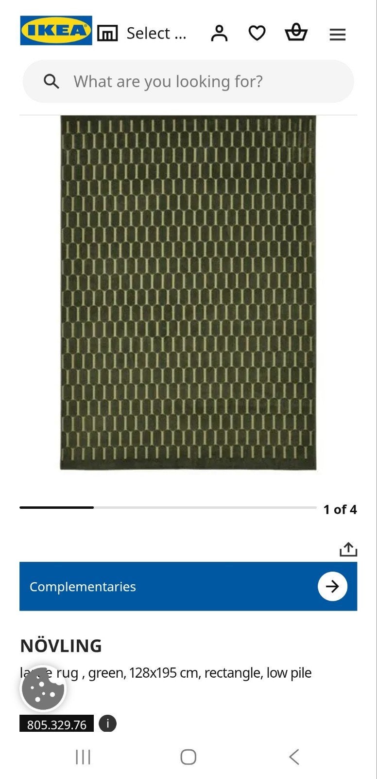 IKEA NÖVLING Vloerkleed, groen, 128x195 cm