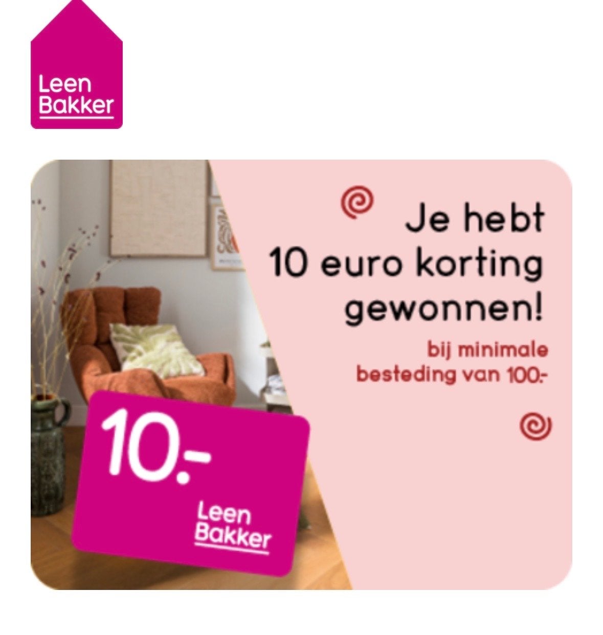 Leenbakker kortingscode van €10,-, Eén persoon, Kortingsbon