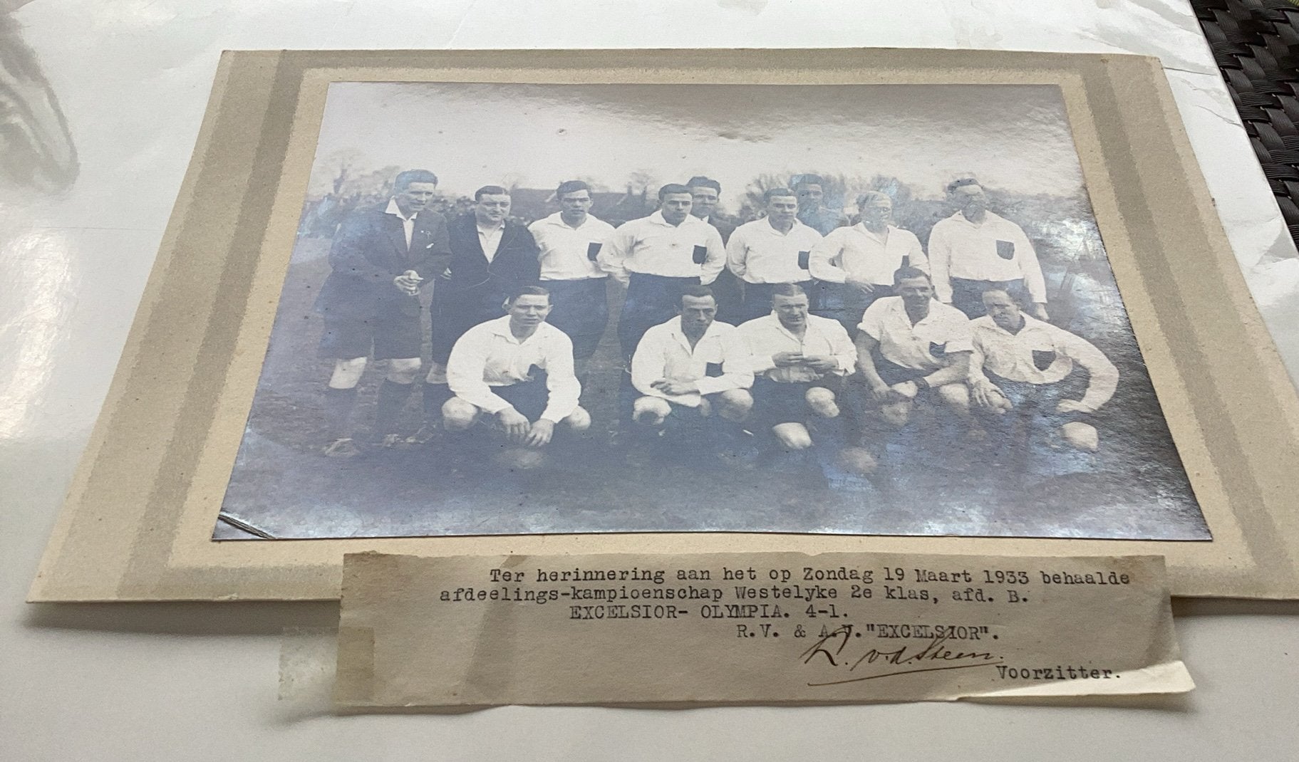 Excelsoir 1933 kampioenschap  Rotterdam 17 x 23 cm, Ophalen of Verzenden, Voor 1940, Zo goed als nieuw, Overige onderwerpen