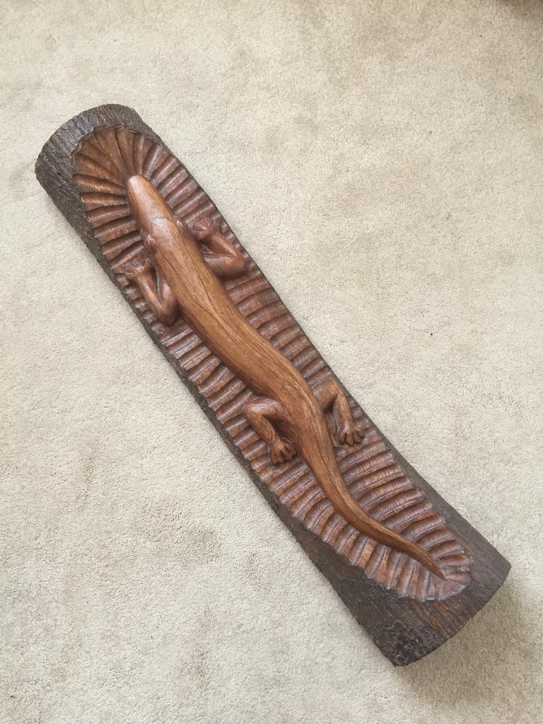 Houten krokodil / salamander / hagedis / houtsnijwerk, Ophalen, Houtsnijwerk, 50 - 100 cm, Handgemaakt