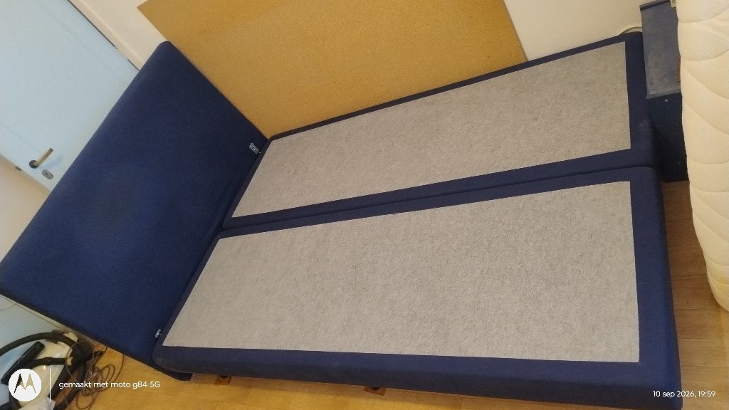 boxspring bedden, Huis en Inrichting, Ophalen, Gebruikt, Blauw, Tweepersoons