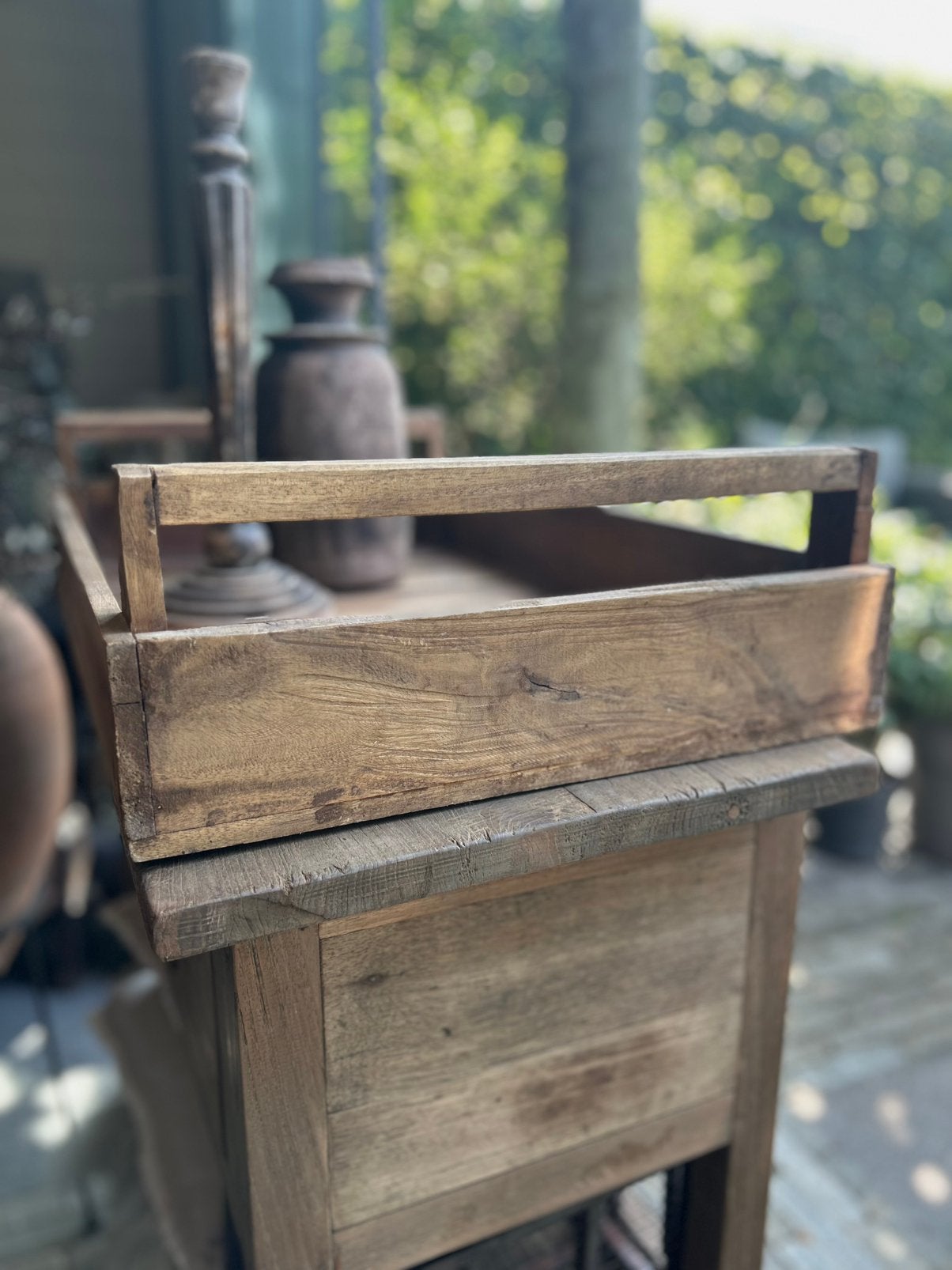 Groot teakhouten dienblad tray serveerblad oosters, Ophalen of Verzenden, Rechthoekig, Hout