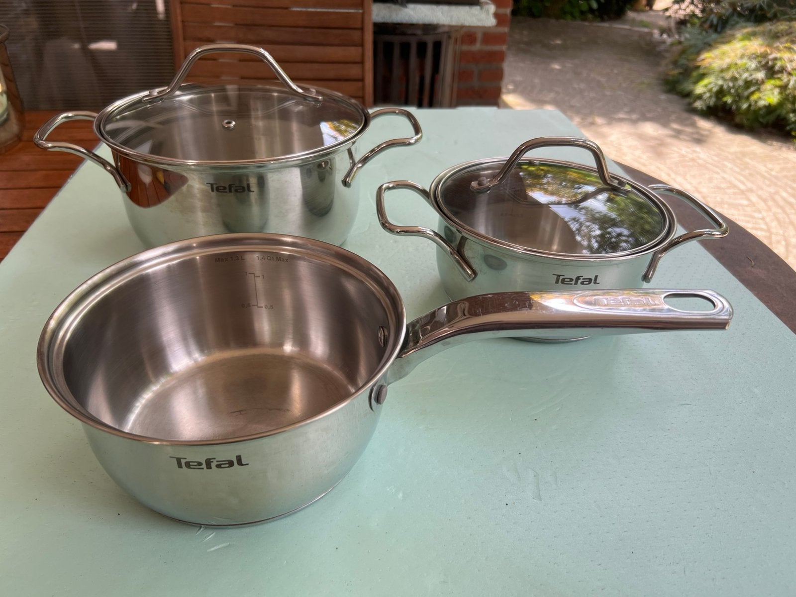 t.k.Tefal Induction Technology kookpan 16+20cm steelpan 16cm, Huis en Inrichting, Ophalen of Verzenden, Zo goed als nieuw, Rvs