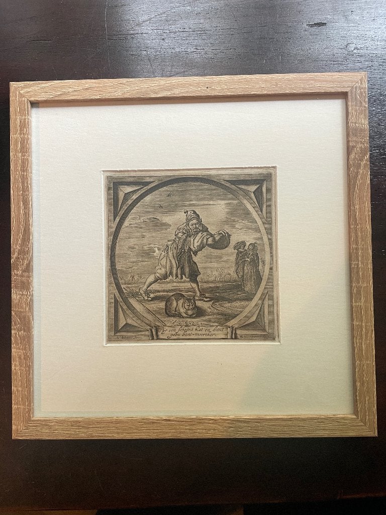 1726 Cats / Van der Venne Emblemata - OUD - P0291-01, Antiek en Kunst, Ophalen of Verzenden, Ets, 1700 - 1799