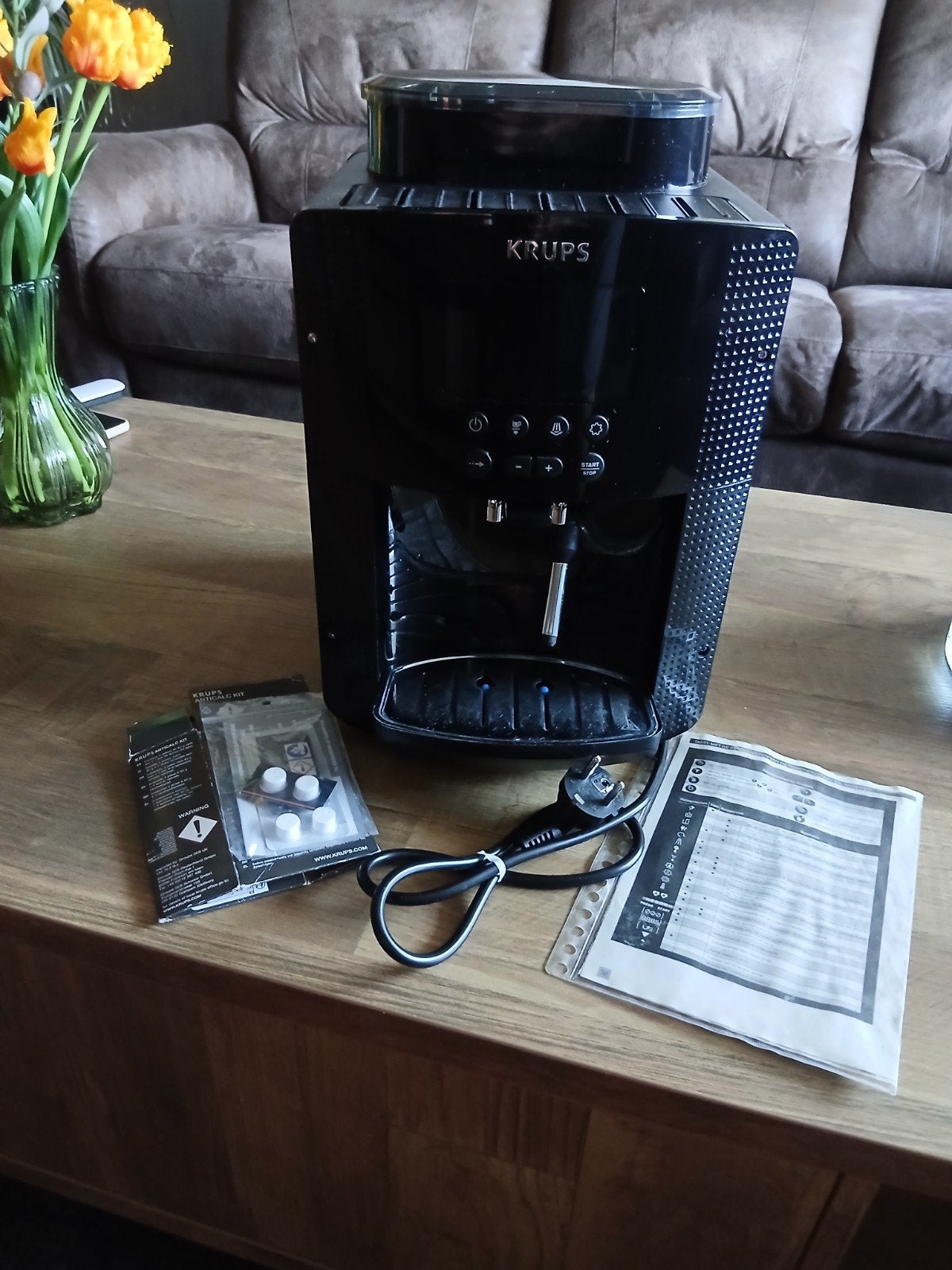 Krups Espressomachine - Zwart, Witgoed en Apparatuur, Koffiezetapparaten, Ophalen, Gebruikt, Espresso apparaat, Koffiebonen