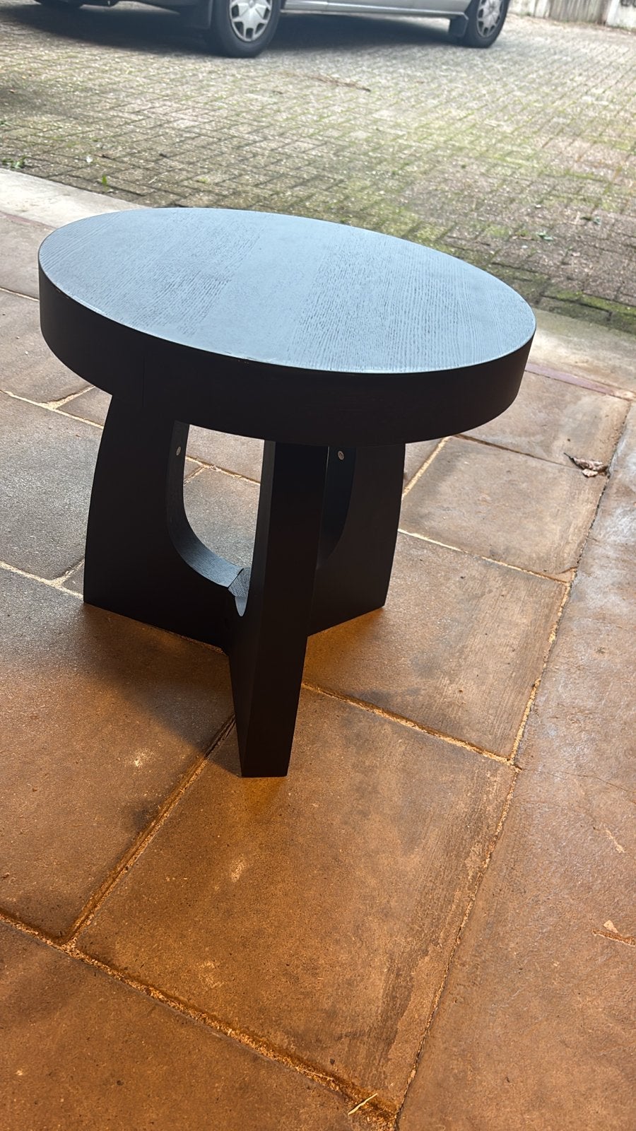 Leuke zwarte bijzettafel van WOOD, 45x45 cm, Minder dan 45 cm, Minder dan 55 cm, Gebruikt, Rond