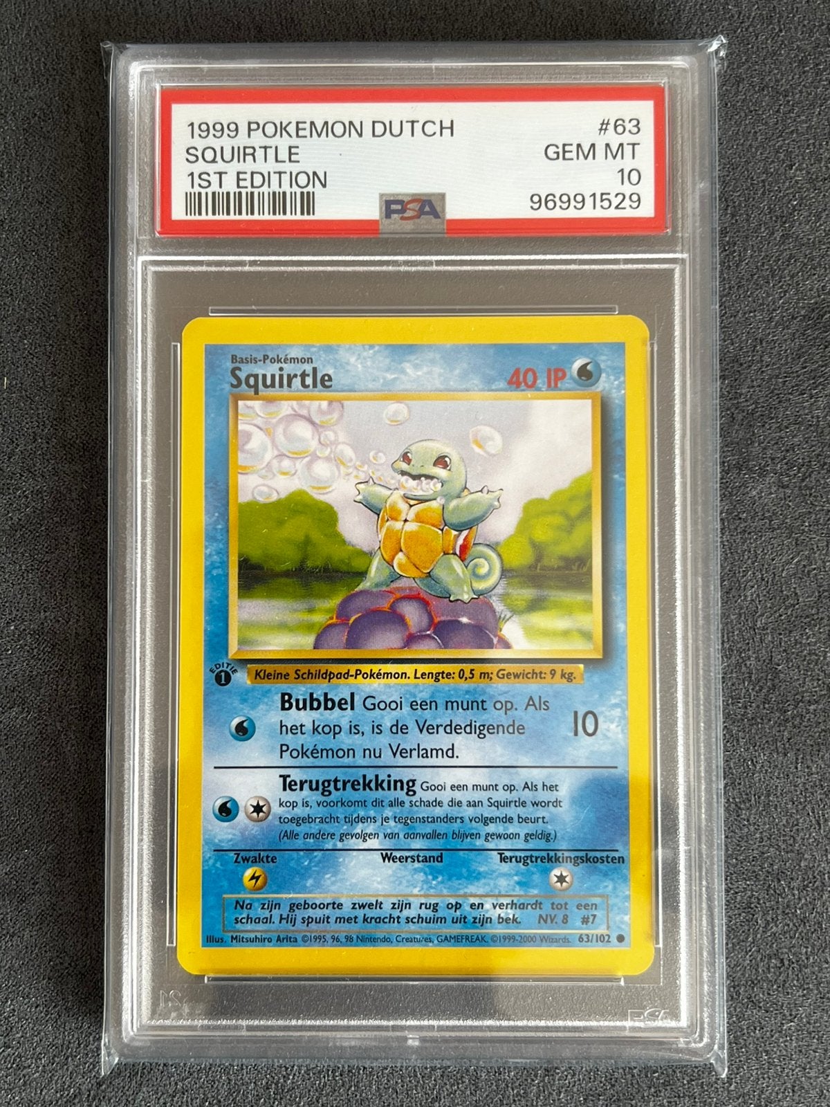 POP 46 first edition PSA 10 NL Squirtle, Hobby en Vrije tijd, Ophalen of Verzenden, Zo goed als nieuw