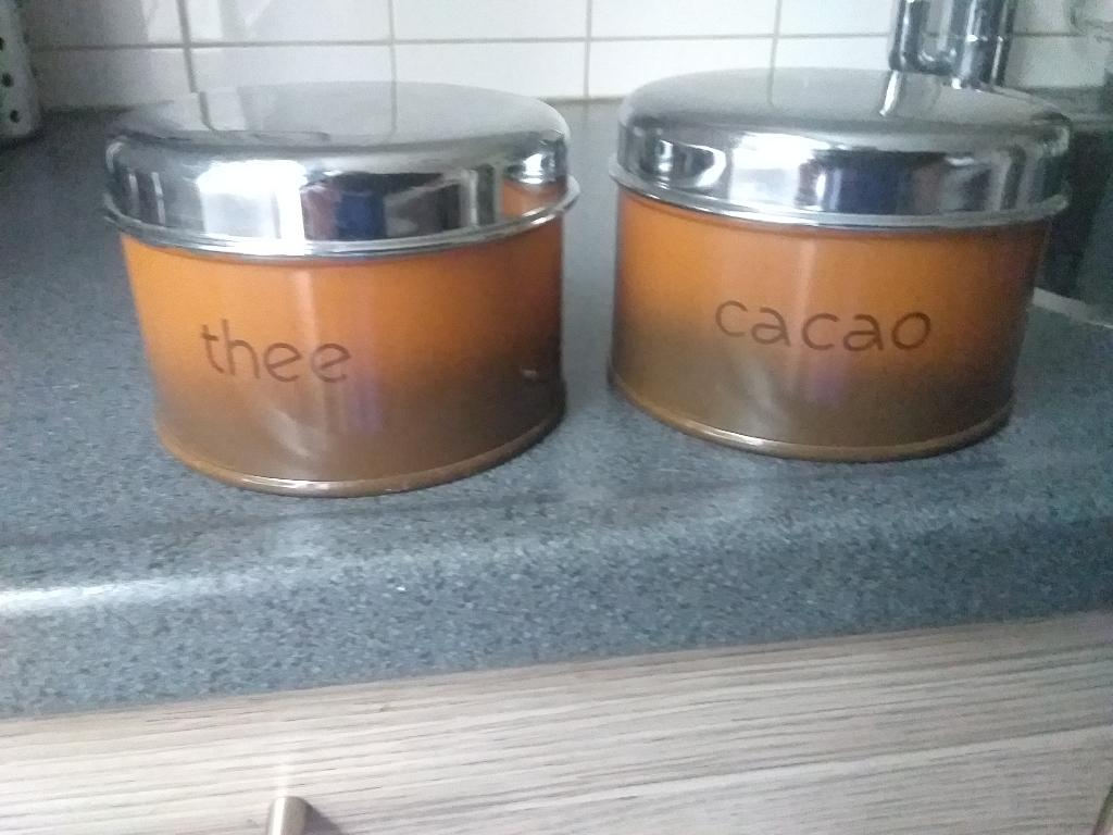 thee en cacao blikjes van Brabantia, Verzamelen, Blikken, Ophalen, Gebruikt, Overige