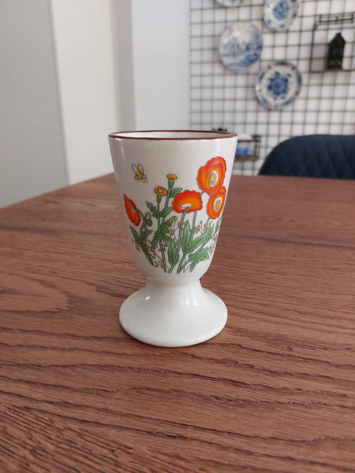 Vintage Mazagran Mok met Klaprozen Decor - Jaren '70, Ophalen of Verzenden
