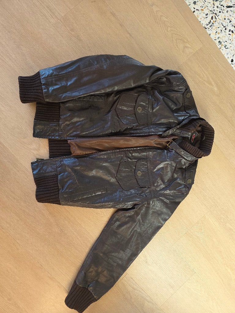 Leren winterjas, Ophalen, Zo goed als nieuw, Maat 52/54 (L), Bruin