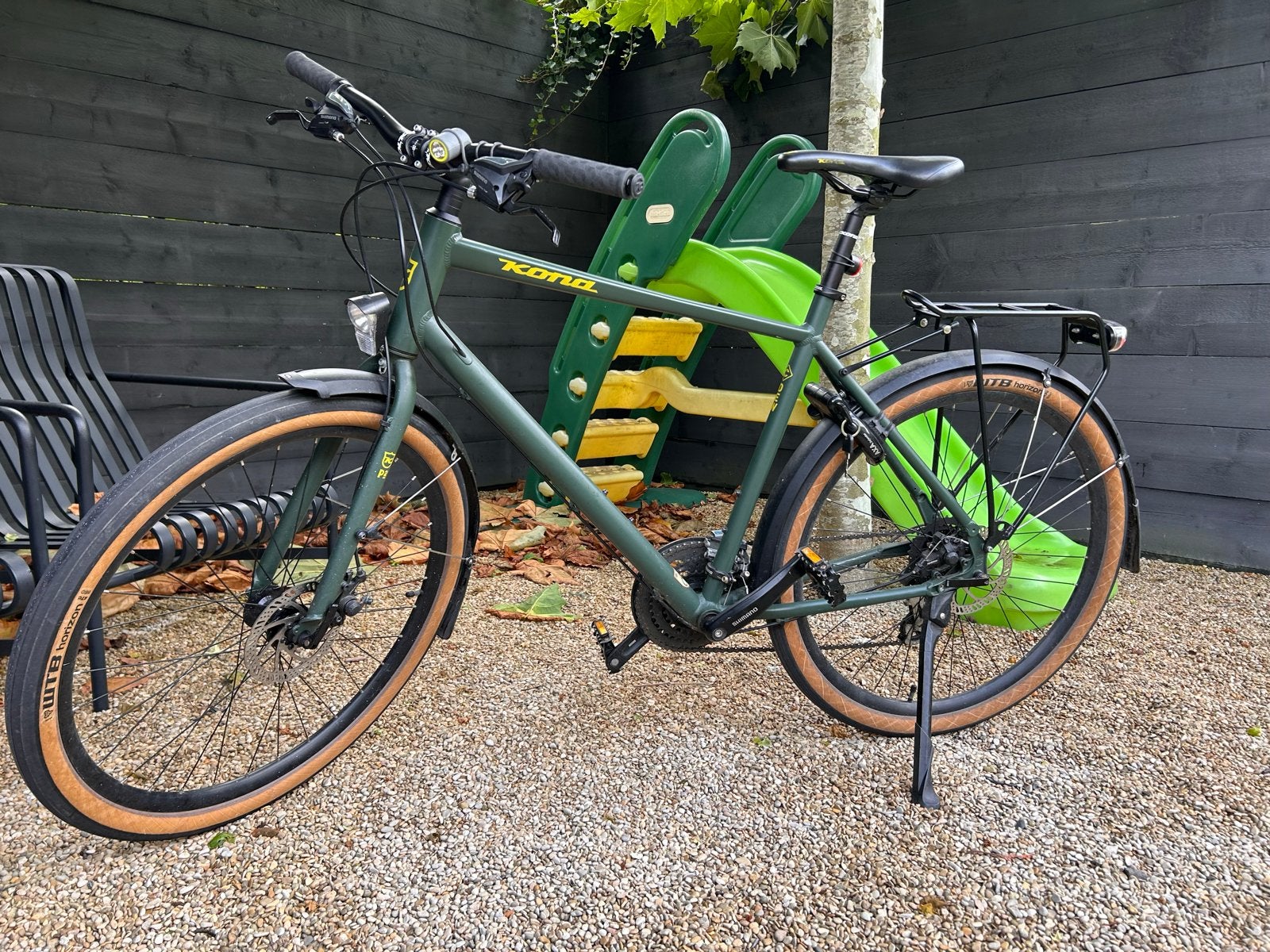 Kona fiets met schijfremmen en bagagedrager, framemaat 55, Gebruikt, Versnellingen, Schijfrem, 53 tot 57 cm