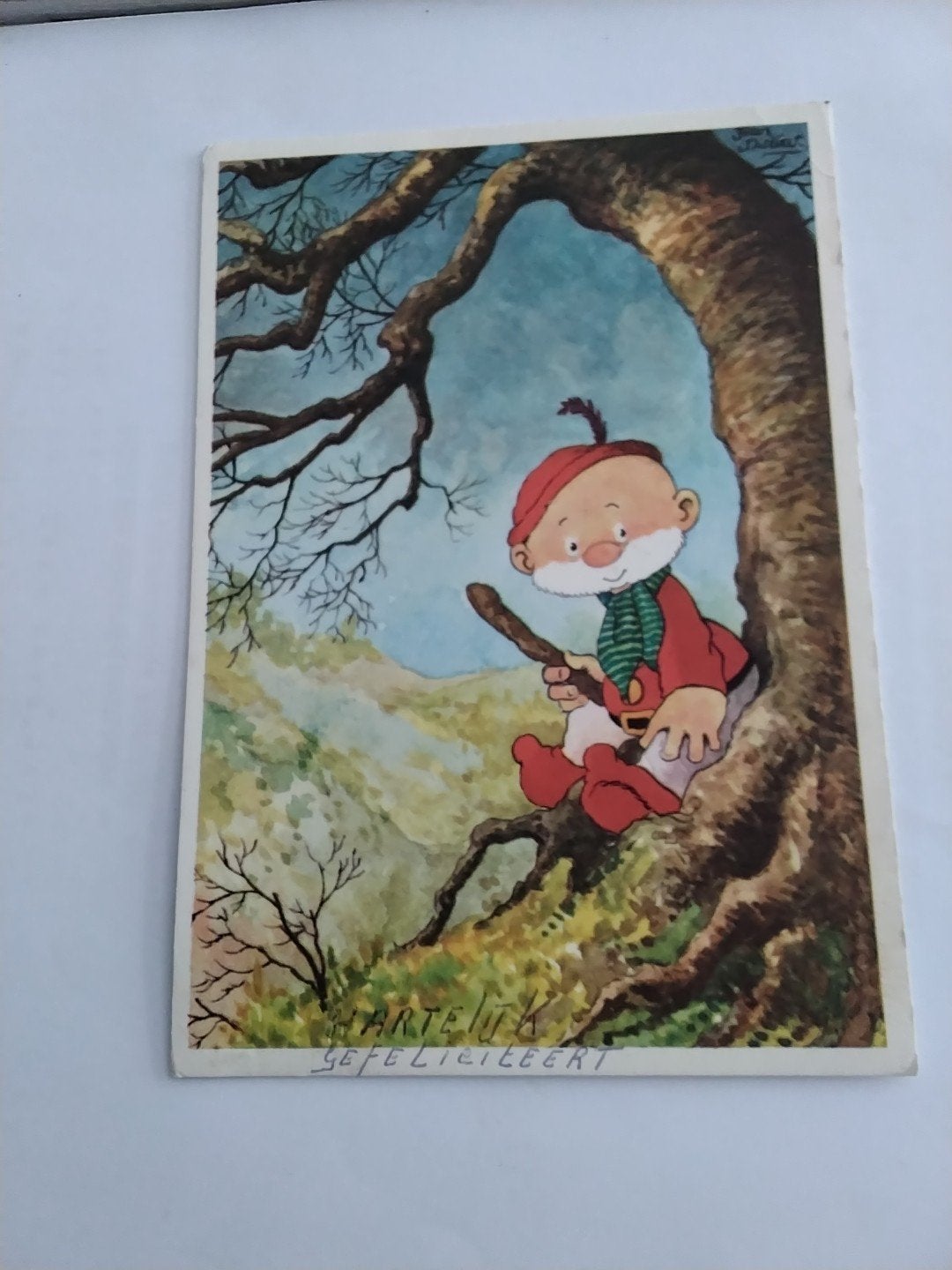 Oude ansichtkaart:Paulus de BosKabouter op boomstronk, Verzamelen, Ansichtkaarten | Themakaarten, Ophalen of Verzenden, 1940 tot 1960
