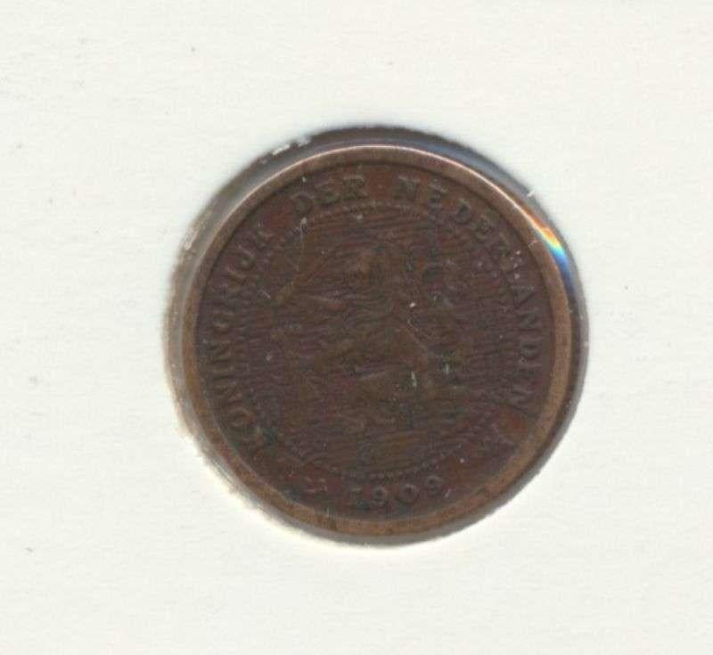Nederland Halve cent 1909 Wilhelmina, Postzegels en Munten, Munten | Nederland, Losse munt, Overige waardes, Koningin Wilhelmina