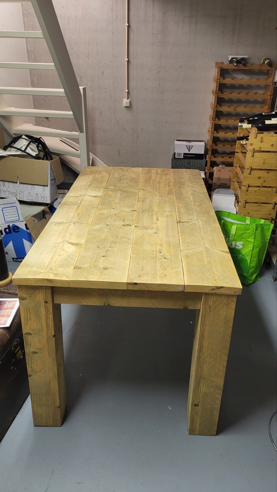 Massief houten eettafel - steigerhout (150x80 cm), Ophalen, Gebruikt, 100 tot 150 cm, Industrieel/landelijk