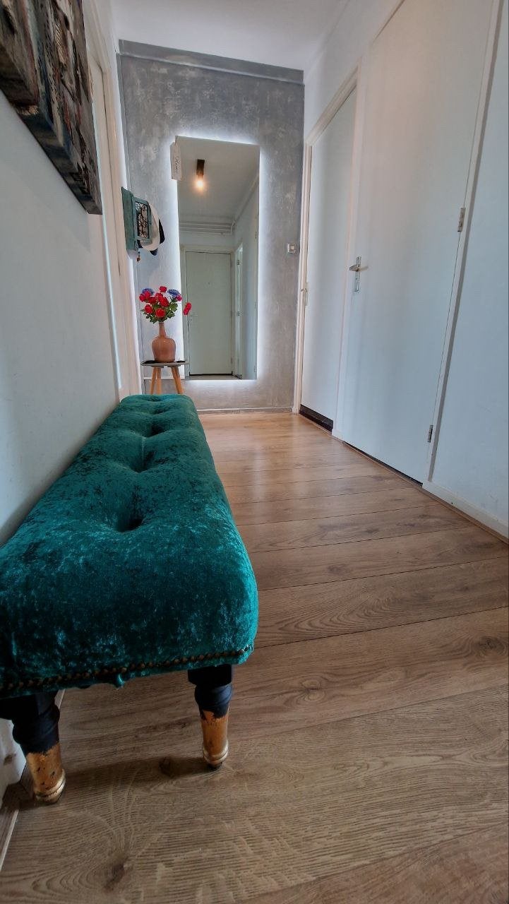 Lange groene poef / zitbankje te koop