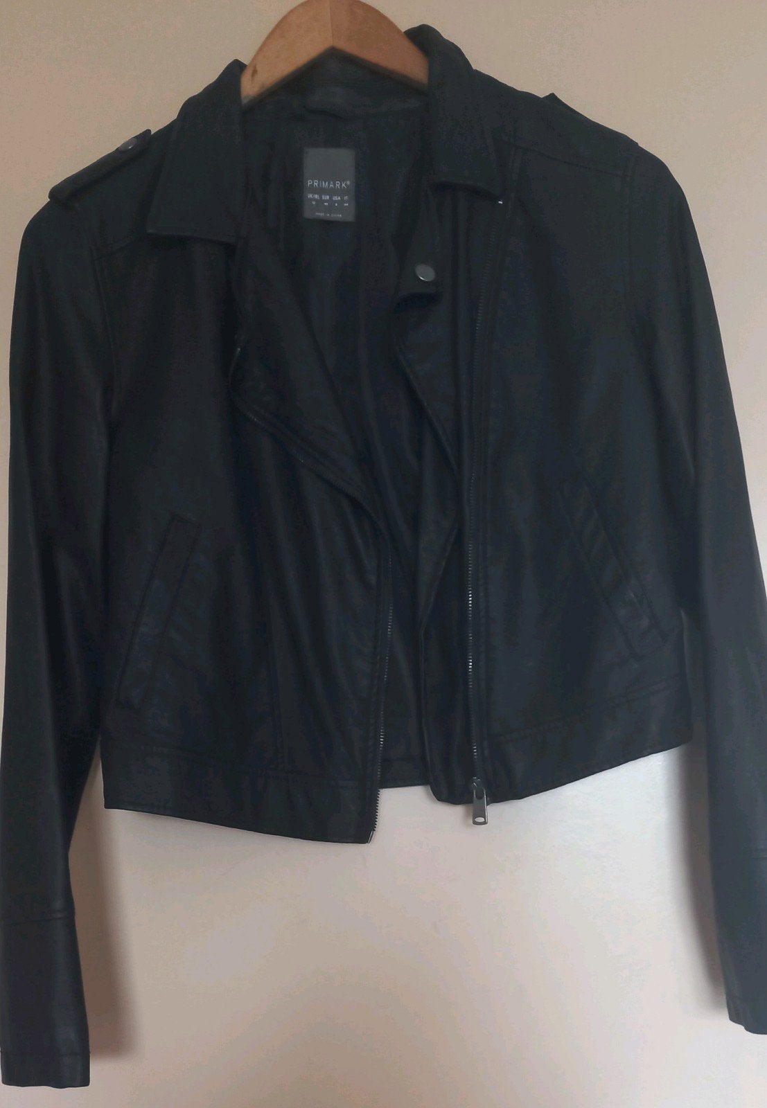 Primark Imitatieleren Bikerjack Zwart – Maat 40 (L), Maat 38/40 (M), Primark, Zwart, Ophalen of Verzenden